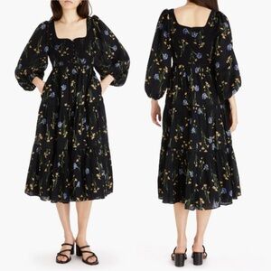 MADEWELL Xiomara Floral Print Long Sleeve Cotton Midi Dress N5287